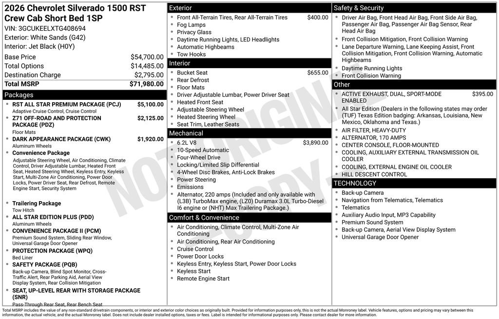 New 2026 Chevrolet Silverado 1500 RST w/ RST All Star Premium Package AWD/4WD image 35