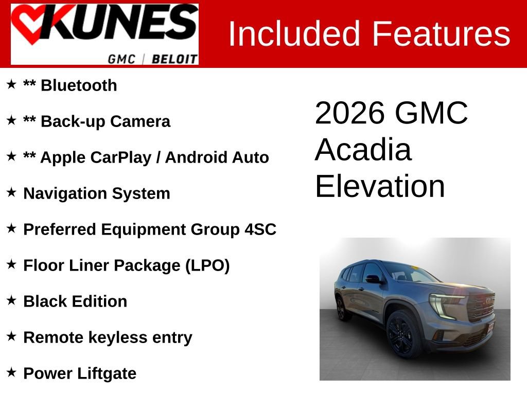 New 2026 GMC Acadia Elevation w/ Black Edition image 2
