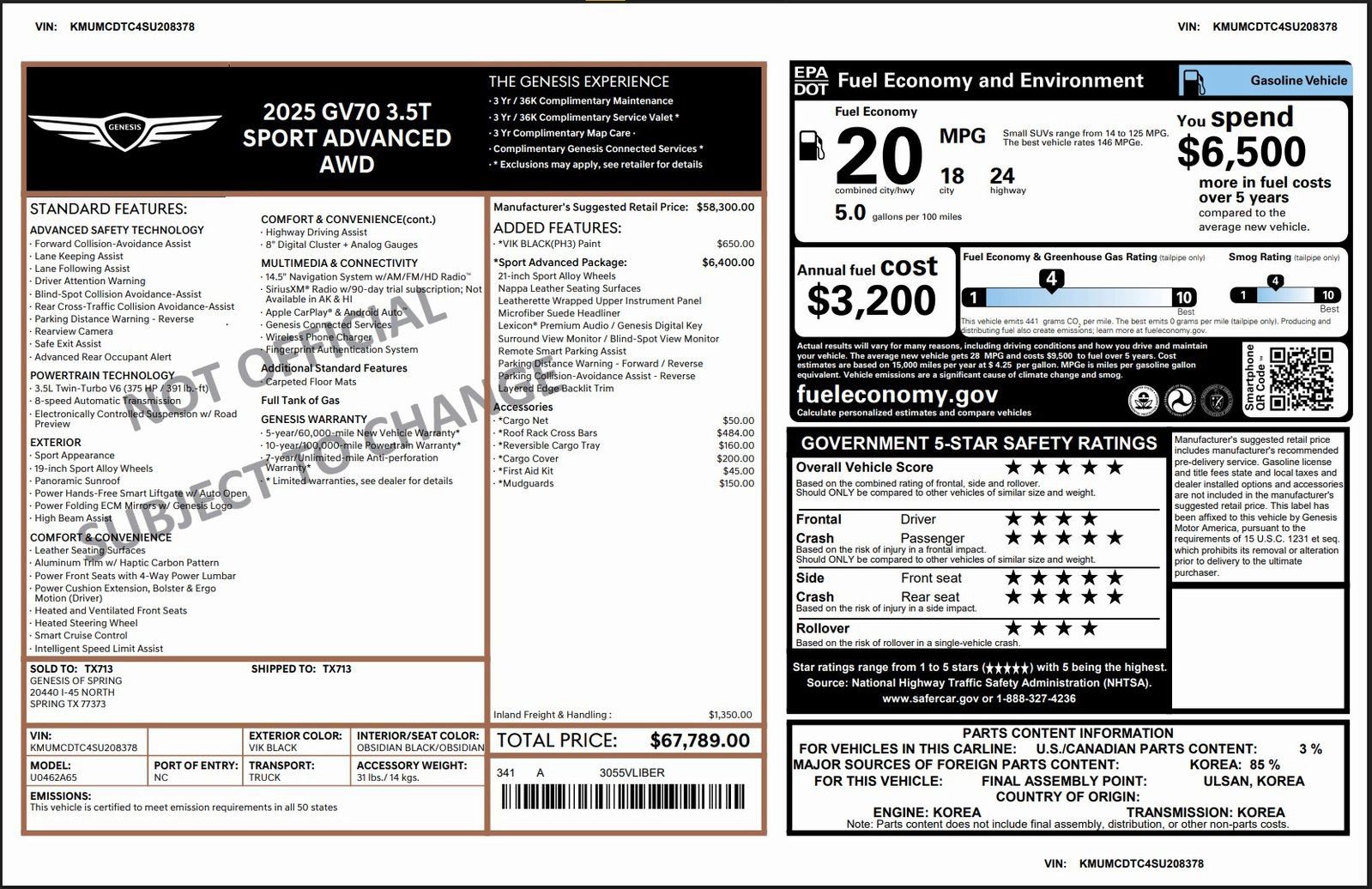 Certified 2025 Genesis GV70 3.5T Sport w/ Sport Advanced Package image 3