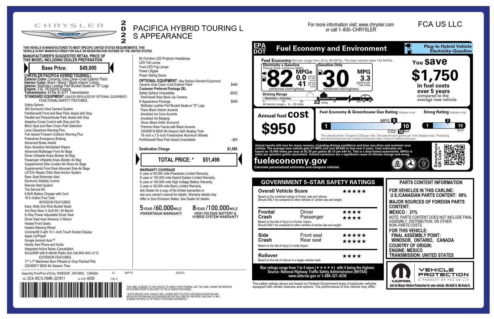 Used 2022 Chrysler Pacifica Touring-L w/ S Appearance Package FWD image 20
