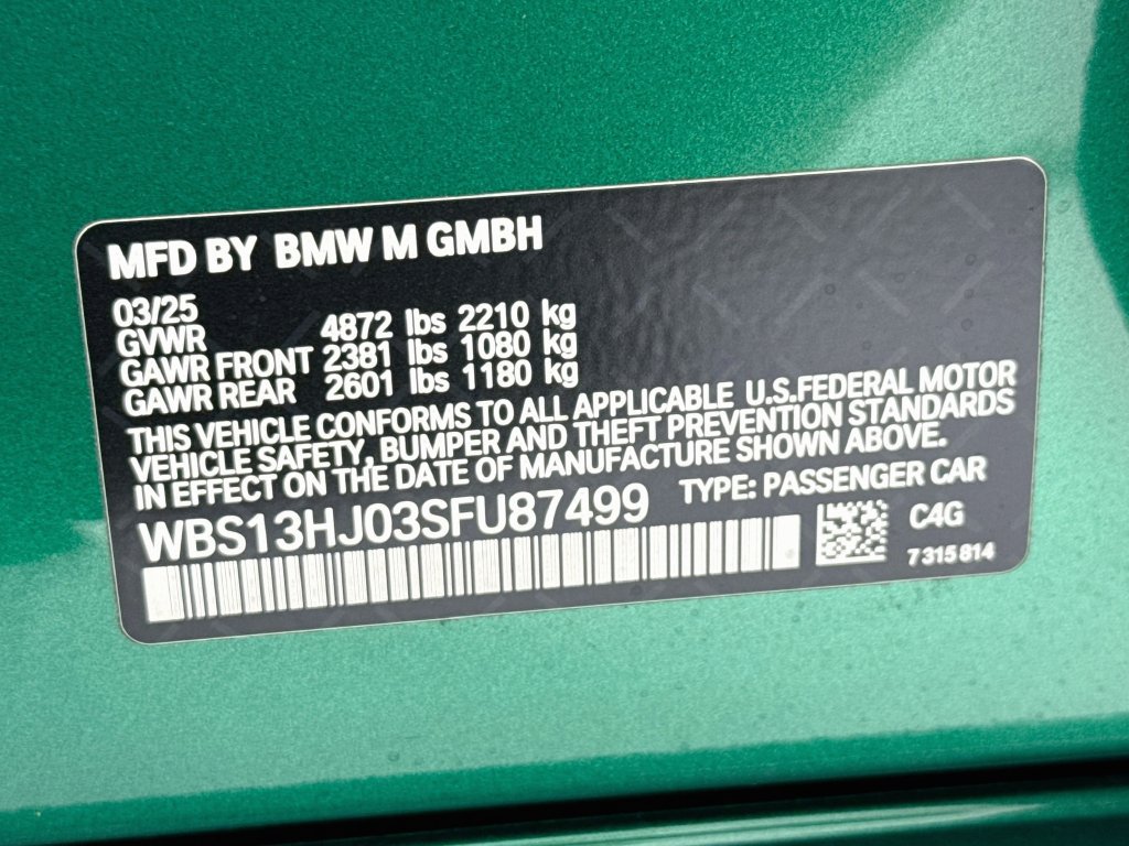 Used 2025 BMW M3 w/ Parking Assistance Package RWD image 33