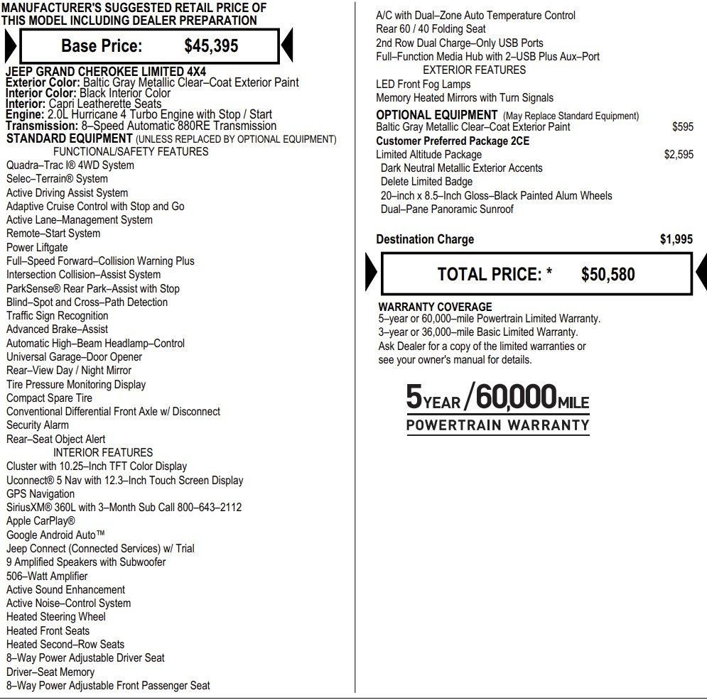 New 2026 Jeep Grand Cherokee Limited w/ Limited Altitude Package image 2