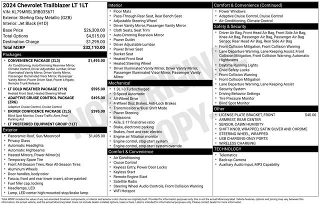 Used 2024 Chevrolet TrailBlazer LT w/ Convenience Package AWD/4WD image 32
