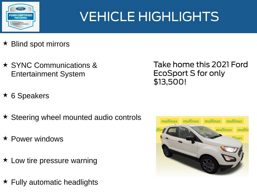 Certified 2021 Ford EcoSport S FWD image 23
