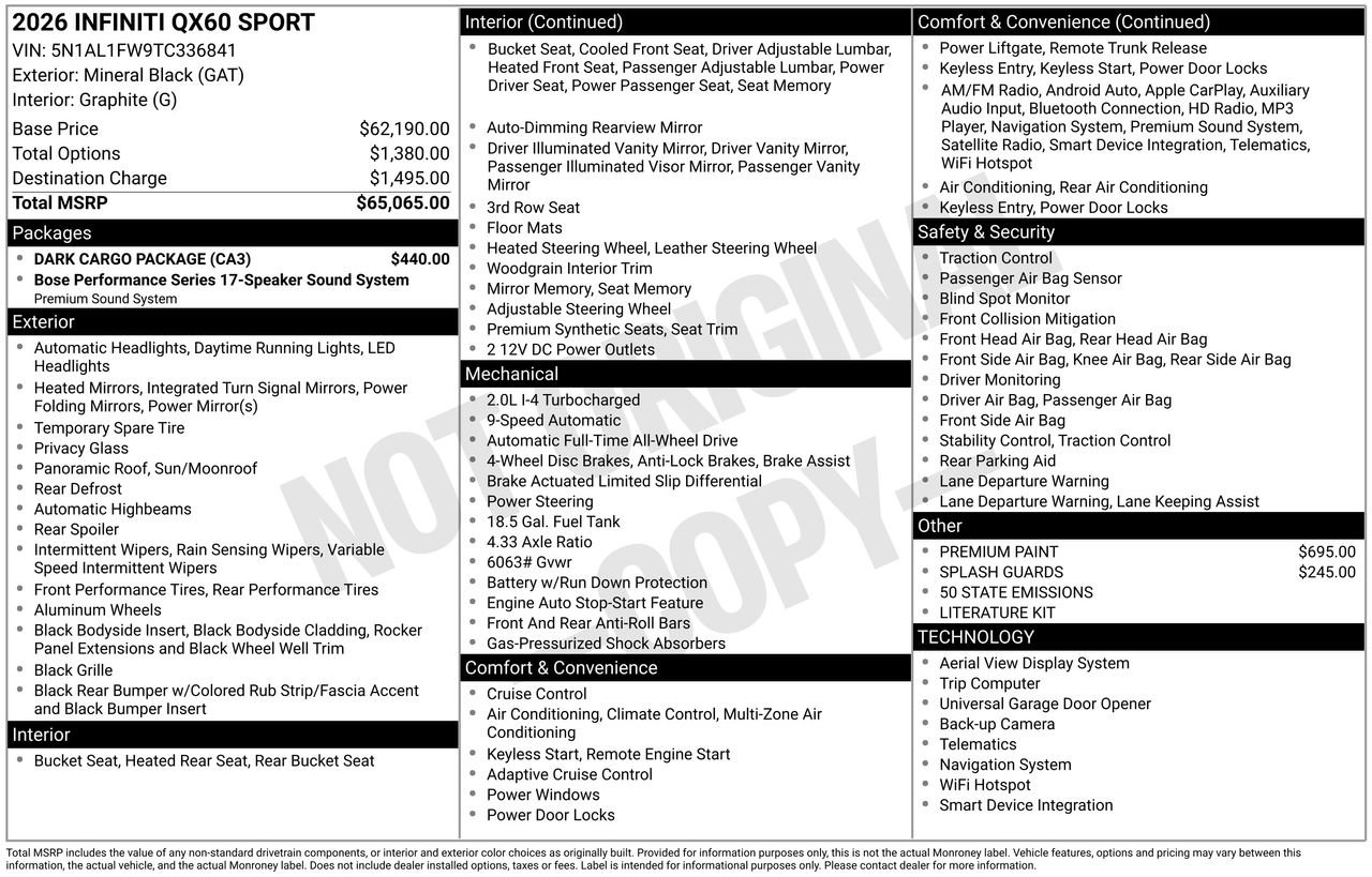 Certified 2026 INFINITI QX60 Sport w/ Dark Cargo Package AWD/4WD image 33