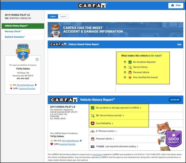 Used 2019 Honda Pilot LX image 10