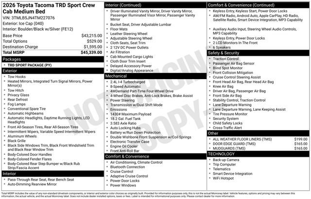 New 2026 Toyota Tacoma TRD Sport image 7