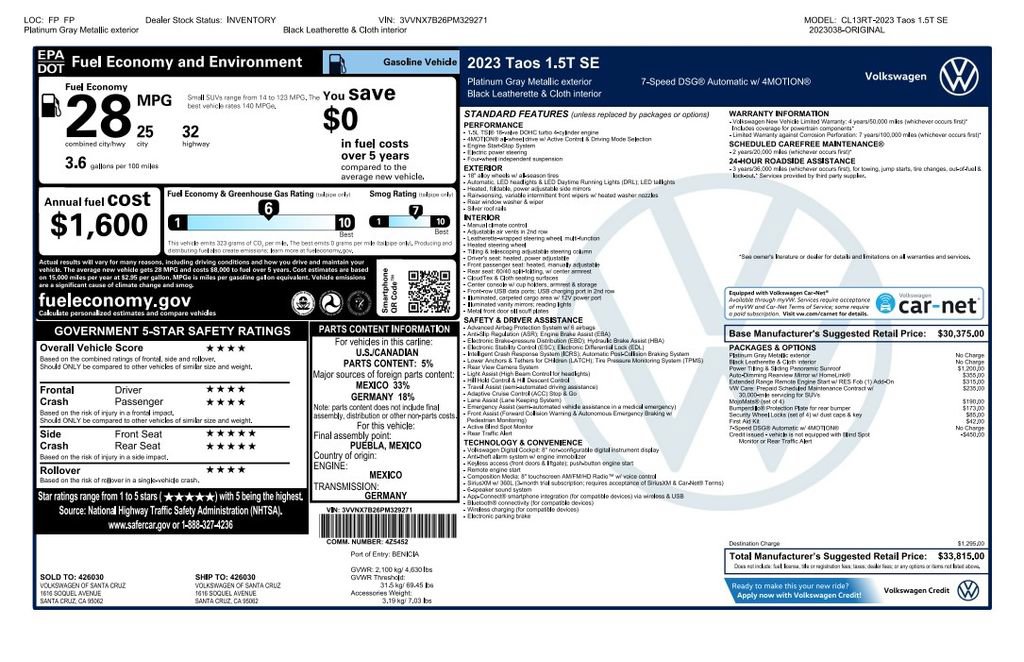 Used 2023 Volkswagen Taos SE w/ Panoramic Sunroof Package AWD/4WD image 4