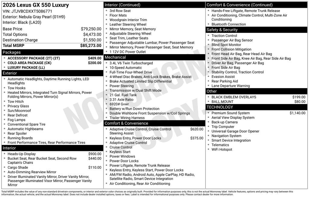 Used 2026 Lexus GX 550 w/ Accessory Package (2T) AWD/4WD image 49