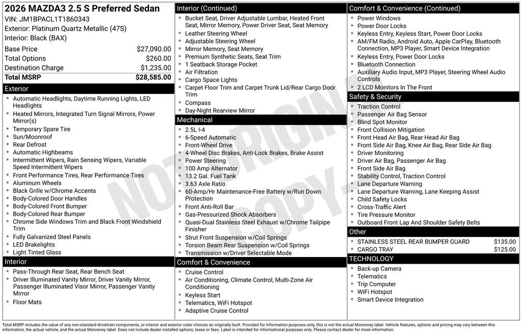 New 2026 MAZDA MAZDA3 2.5 S Sedan w/ Preferred Pkg image 3