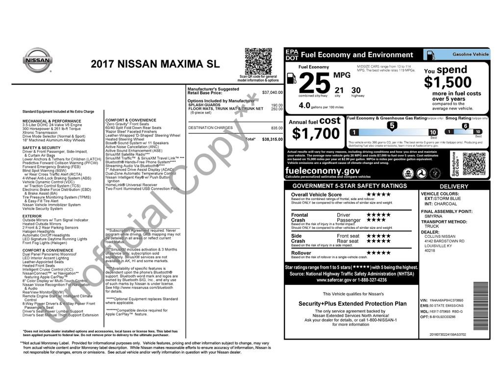 Used 2017 Nissan Maxima 3.5 SL image 11
