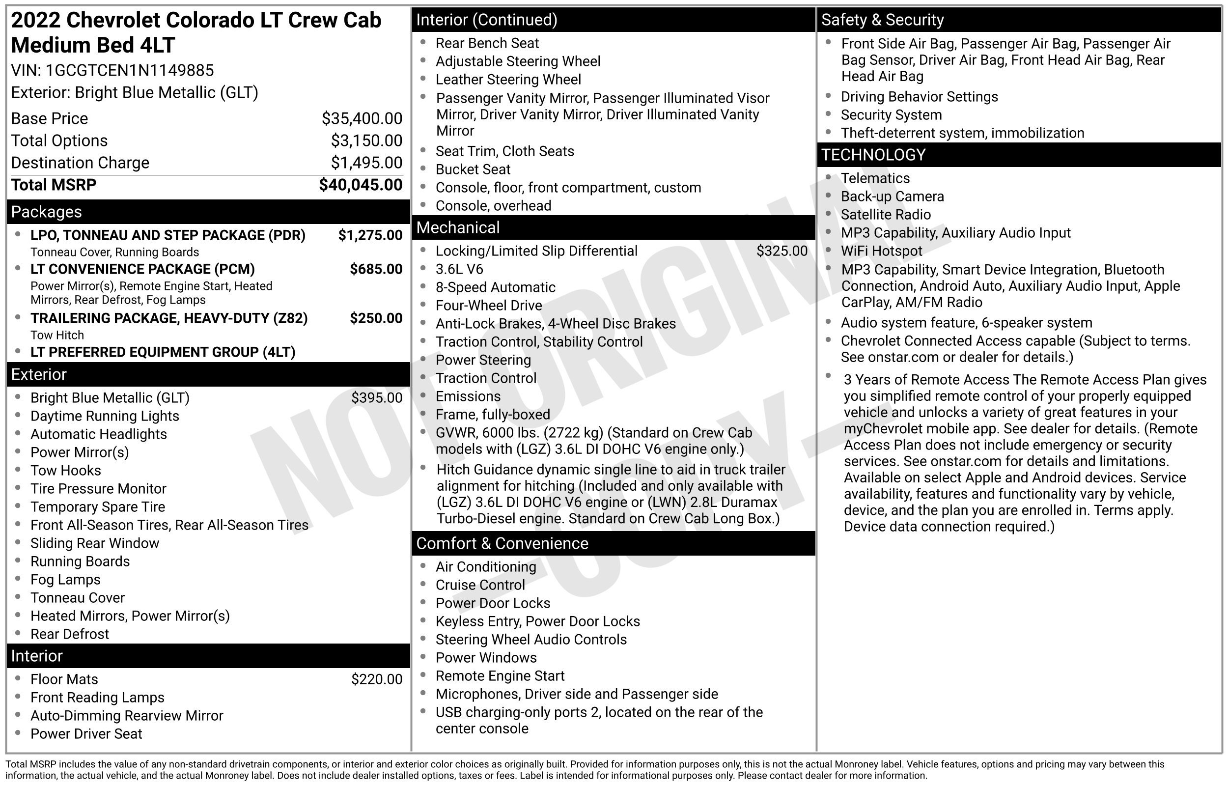Used 2022 Chevrolet Colorado LT w/ LPO, Tonneau and Step Package AWD/4WD image 3