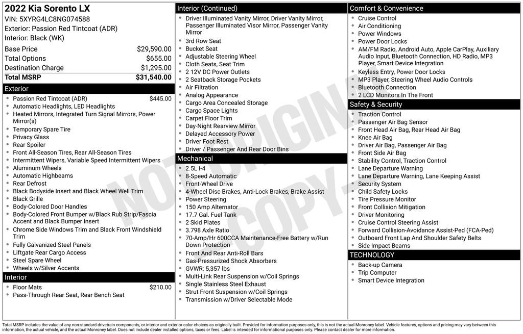 Used 2022 Kia Sorento LX image 16