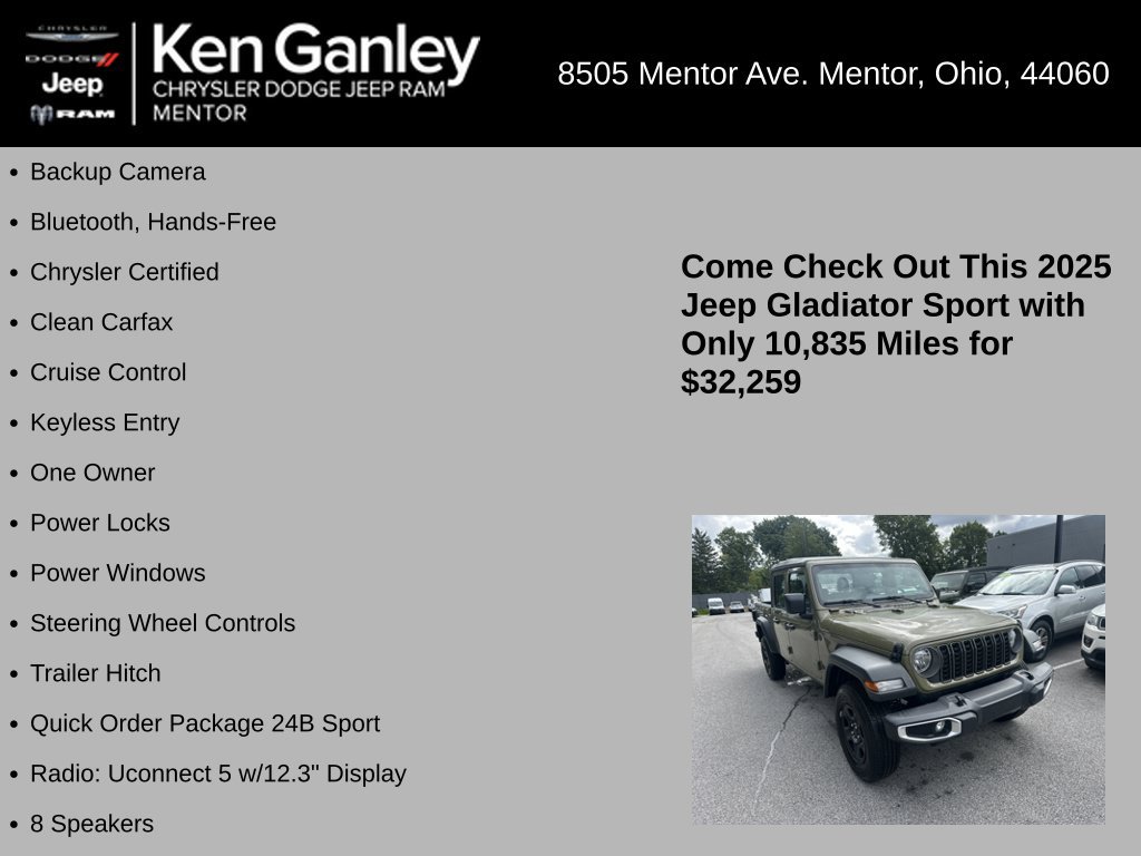Certified 2025 Jeep Gladiator Sport AWD/4WD image 5