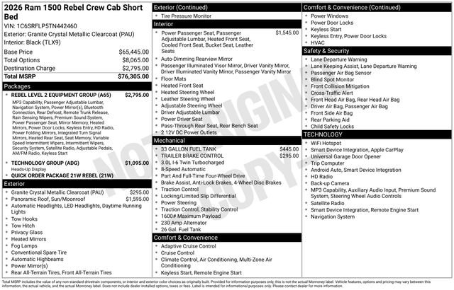 New 2026 RAM 1500 Rebel w/ Rebel Level 2 Equipment Group AWD/4WD image 7