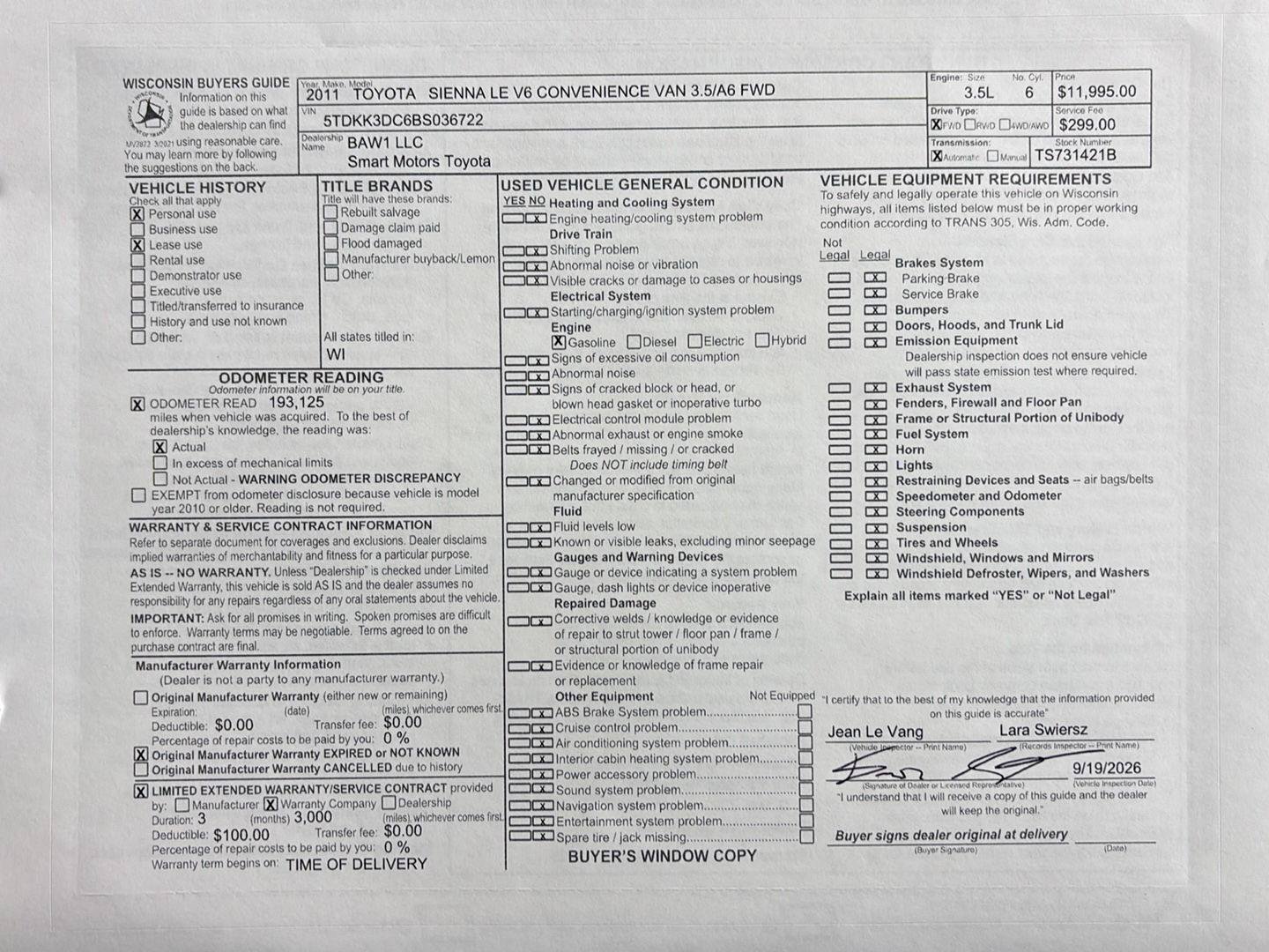 Used 2011 Toyota Sienna LE w/ Towing Pkg FWD image 12