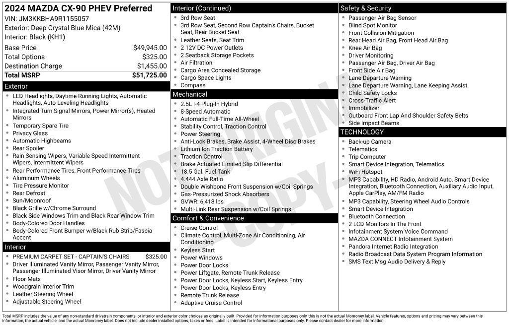 Certified 2024 MAZDA CX-90 Plug-In Hybrid w/ Preferred AWD/4WD image 4