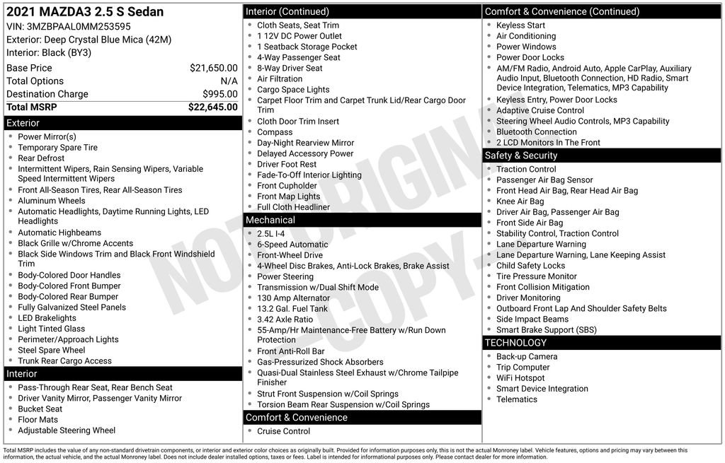 Certified 2021 MAZDA MAZDA3 s FWD image 6