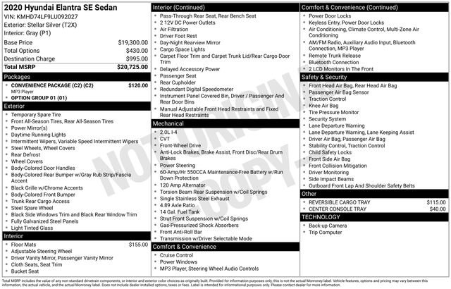 Used 2020 Hyundai Elantra SE w/ Convenience Package (C2) image 3