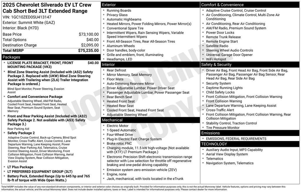 New 2025 Chevrolet Silverado EV LT image 23