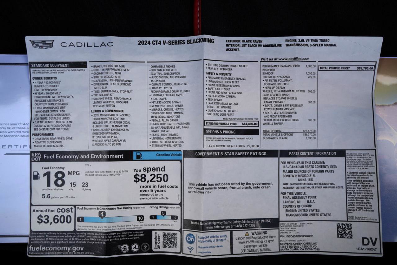 Used 2024 Cadillac CT4 V Blackwing w/ Impact Edition image 61