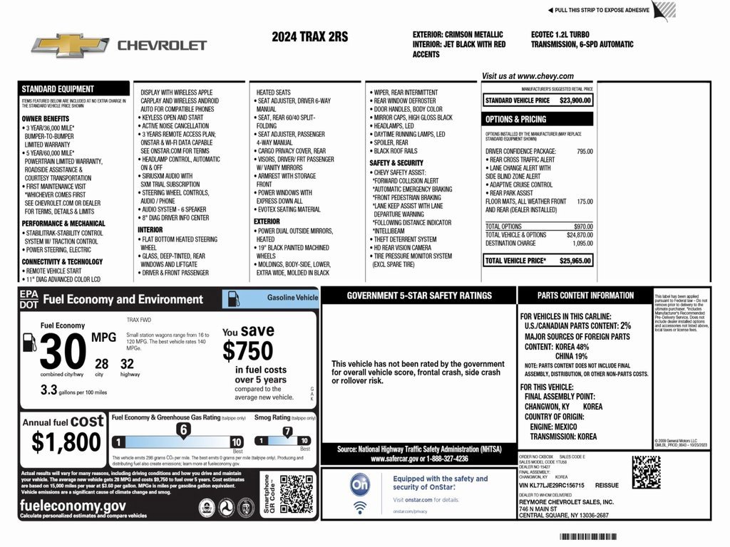 Used 2024 Chevrolet Trax RS w/ Driver Confidence Package image 3