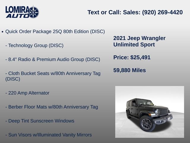 Used 2021 Jeep Wrangler Unlimited Sport AWD/4WD image 8