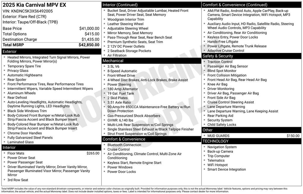 Used 2025 Kia Carnival EX FWD image 10