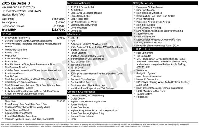 Certified 2025 Kia Seltos S AWD/4WD image 3