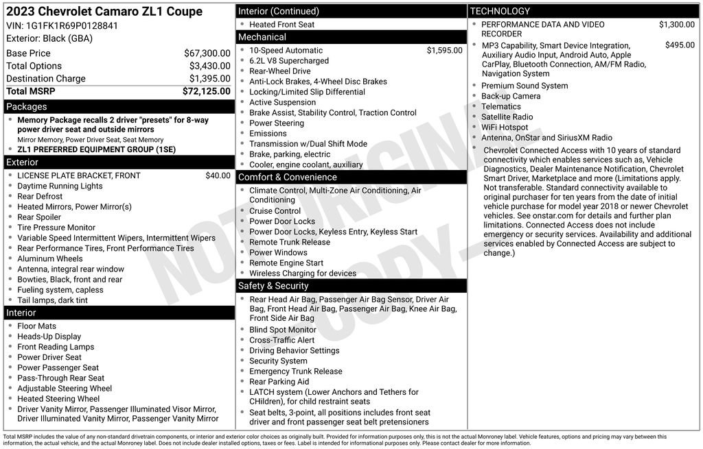 Used 2023 Chevrolet Camaro ZL1 RWD image 56