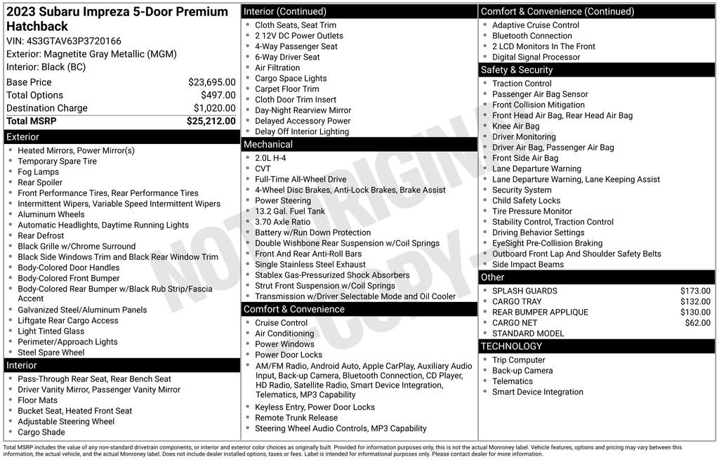 Certified 2023 Subaru Impreza 2.0i Premium AWD/4WD image 5