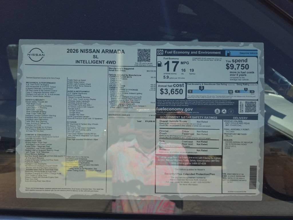 New 2026 Nissan Armada SL w/ Captain's Chari Seat Package image 3
