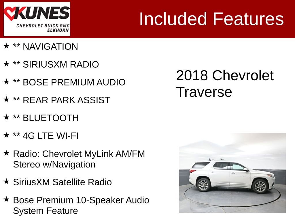Used 2018 Chevrolet Traverse Premier AWD/4WD image 3