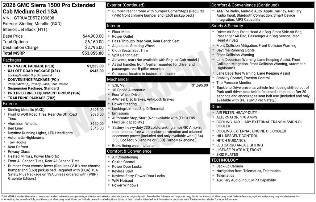 New 2026 GMC Sierra 1500 Pro w/ Pro Value Package AWD/4WD image 22