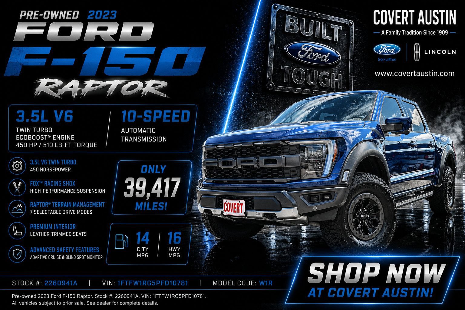 Certified 2023 Ford F150 Raptor