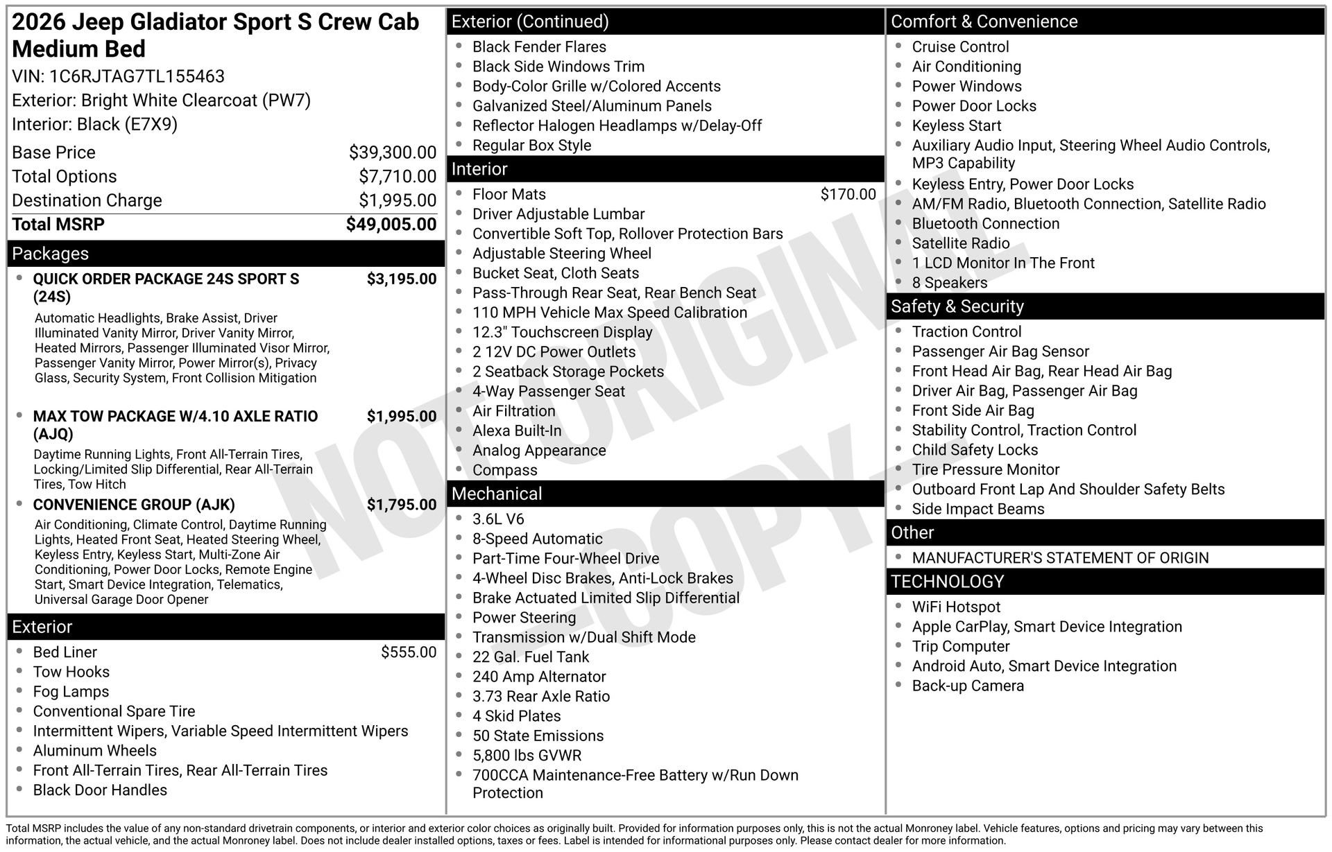 New 2026 Jeep Gladiator Sport AWD/4WD image 38