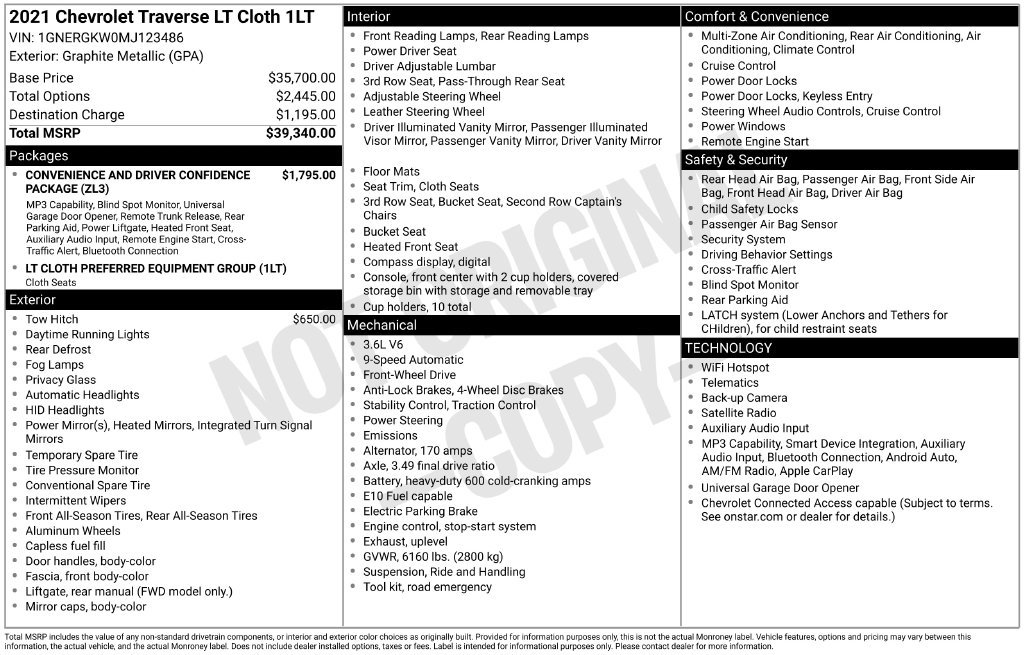 Used 2021 Chevrolet Traverse LT FWD image 3