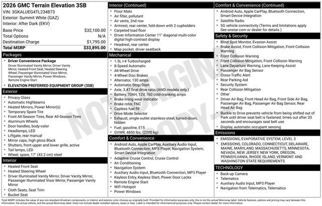 New 2026 GMC Terrain Elevation image 9