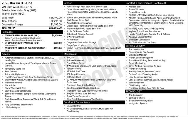 Certified 2025 Kia K4 GT-Line w/ GT-Line Premium Package FWD image 11