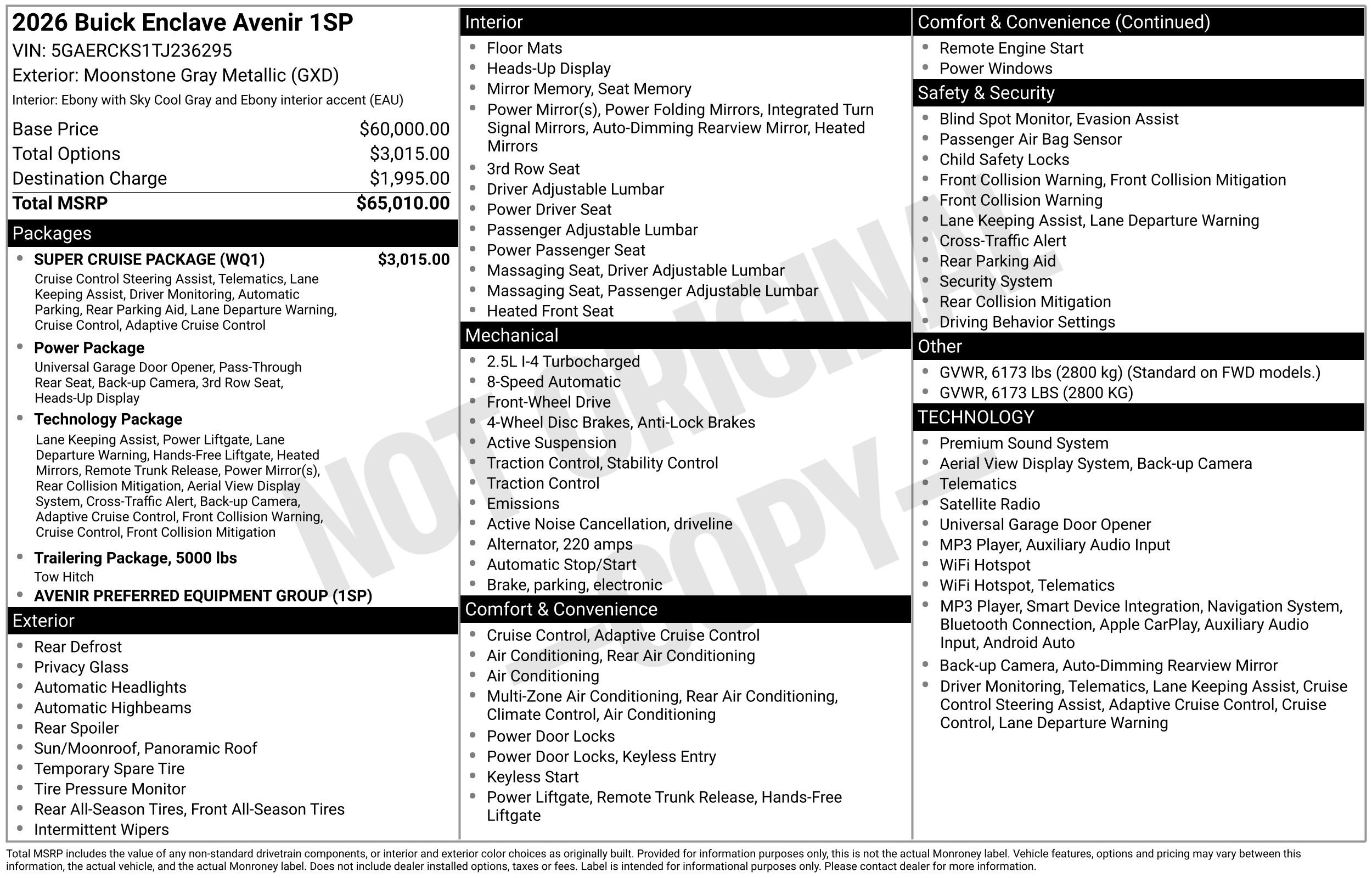 New 2026 Buick Enclave Avenir w/ Super Cruise Package FWD image 3
