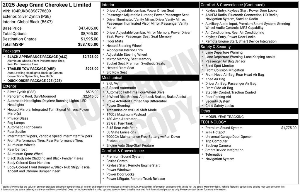 Certified 2025 Jeep Grand Cherokee L Limited w/ Black Appearance Package AWD/4WD image 14