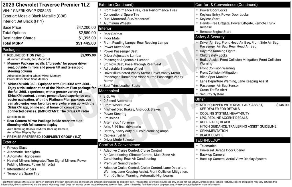 Used 2023 Chevrolet Traverse Premier w/ Redline Edition FWD image 8