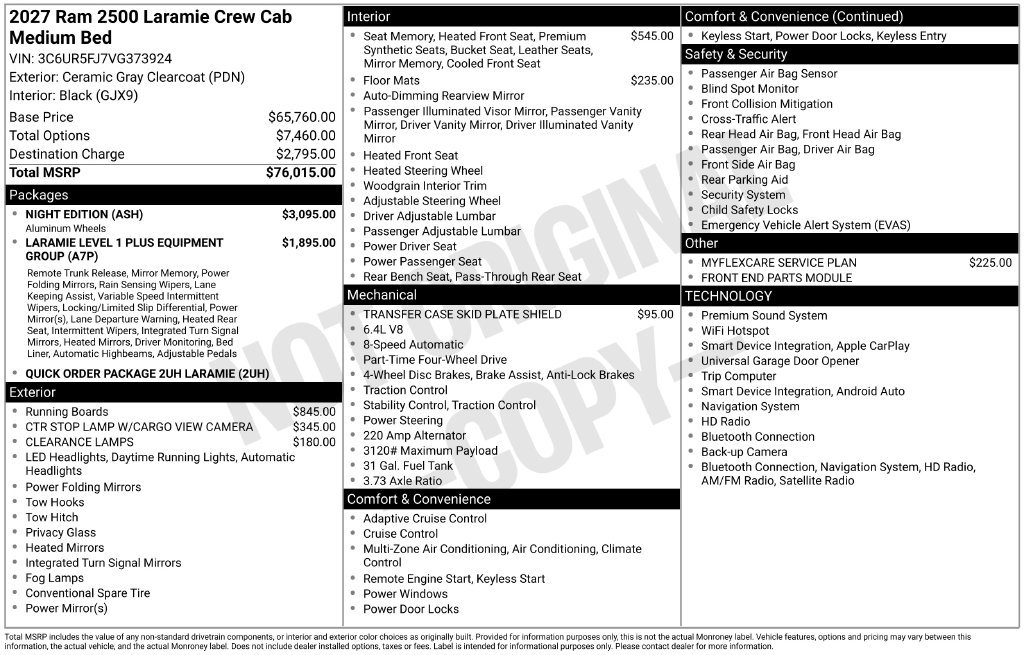 New 2027 RAM 2500 Laramie w/ Night Edition AWD/4WD image 6