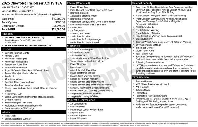 Used 2025 Chevrolet TrailBlazer ACTIV w/ Driver Confidence Package AWD/4WD image 34