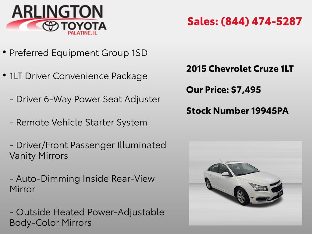 Used 2015 Chevrolet Cruze LT w/ Sun And Sound Package FWD image 2