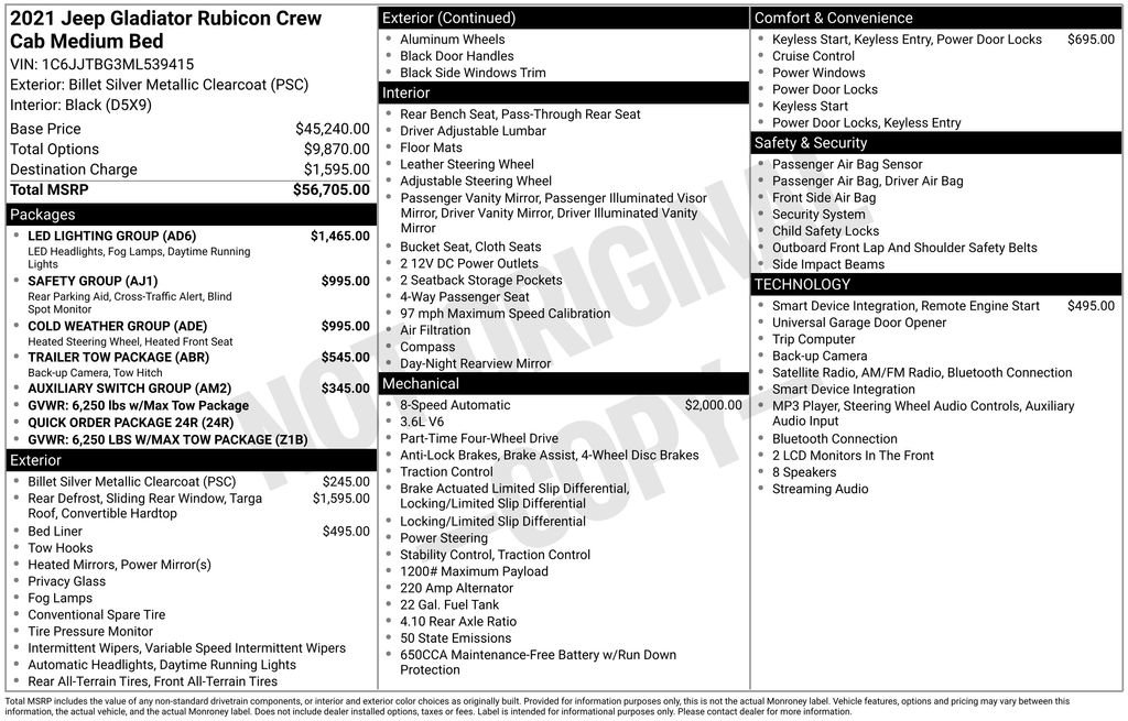 Used 2021 Jeep Gladiator Rubicon w/ LED Lighting Group AWD/4WD image 26