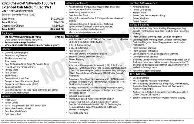 Used 2023 Chevrolet Silverado 1500 W/T w/ WT Convenience Package AWD/4WD image 7