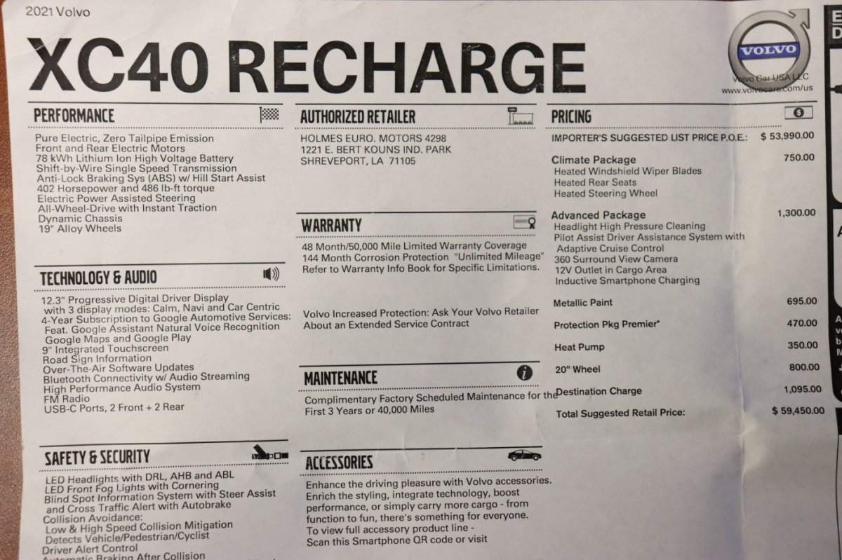 Used 2021 Volvo XC40 P8 Recharge AWD/4WD image 2