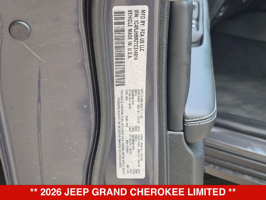 New 2026 Jeep Grand Cherokee Limited w/ Limited Altitude Package AWD/4WD image 36