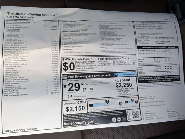 New 2026 BMW X3 xDrive30i w/ Premium Package AWD/4WD image 19